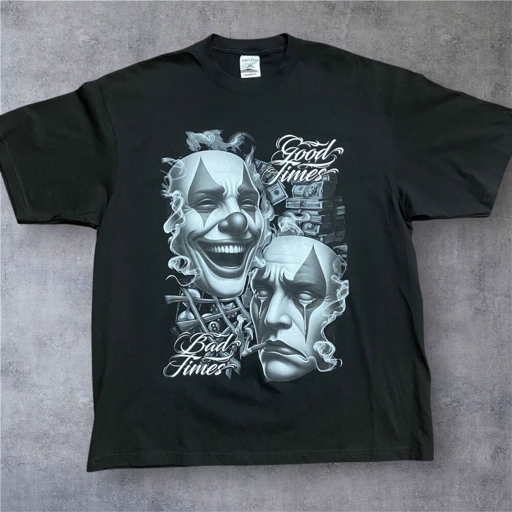 Shaka Wear Heavyweight Good Times Bad Times Chicano Black Tee Men's Size XL